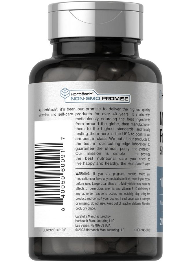 Horbaach Horbäach Methyl Folate 1000 mcg | 200 Capsules | 5-MTHF | Folic Acid Supplement | Non-GMO, Gluten Free Methylfolate  - Image 3