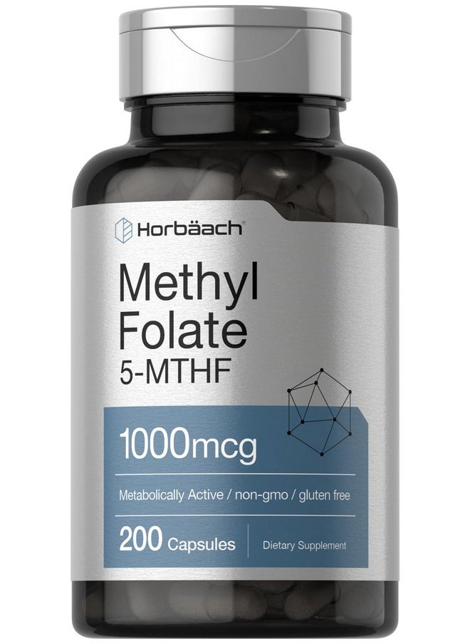 Horbaach Horbäach Methyl Folate 1000 mcg | 200 Capsules | 5-MTHF | Folic Acid Supplement | Non-GMO, Gluten Free Methylfolate  - Image 1