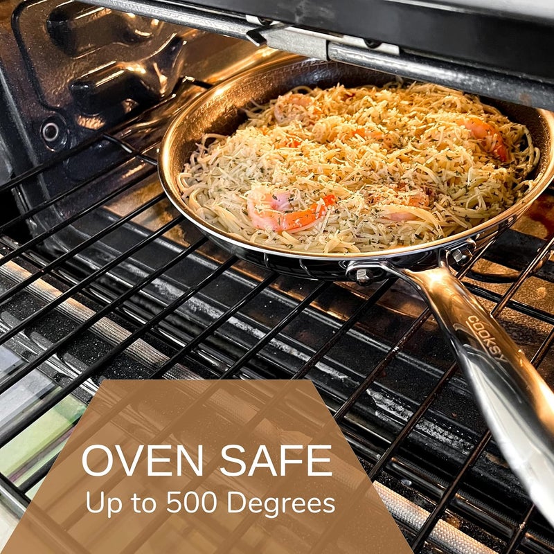 Cooksy Cooksy 11 Inch Hex Surface Hybrid Stainless Steel Frying Pan with StayCool Handle PFOA Free Dishwasher and Oven Safe Non Stick Works with Induction Cooktop Gas Ceramic and Electric  - Image 5