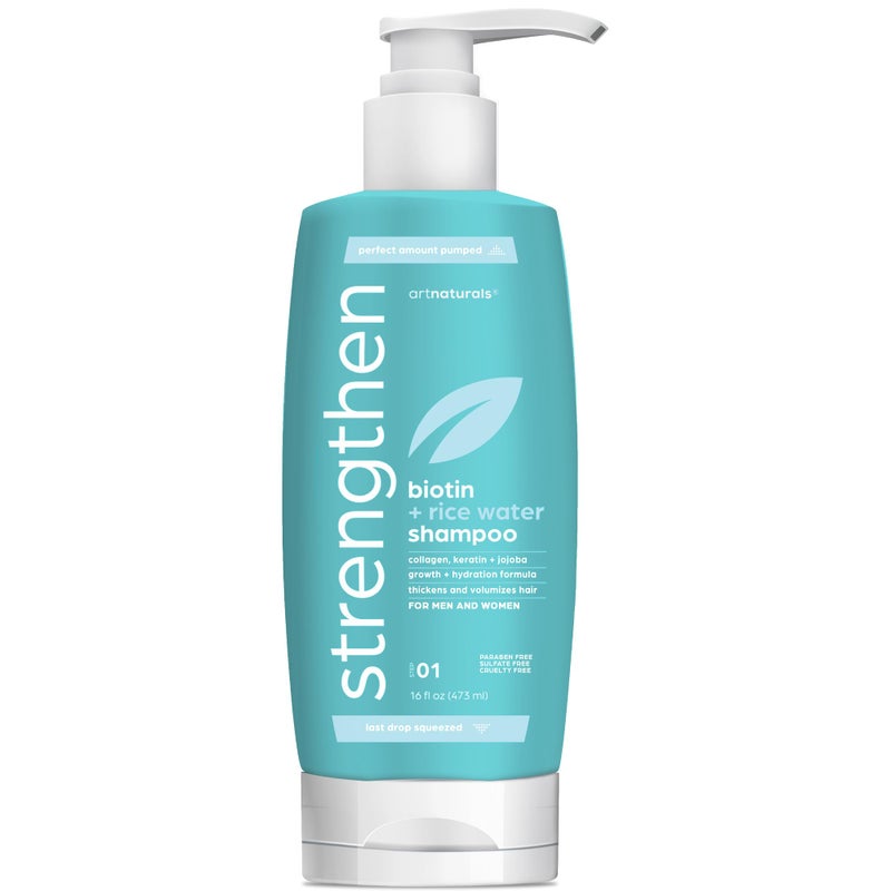 Artnaturals Rice Water + Biotin Shampoo - (16 Fl Oz / 473ml) - Sulfate Free â€“ Dual Bottle -Made with Banana, Quinoa, and Coconut to Promote Strength, Shine, and Growth - Image 1