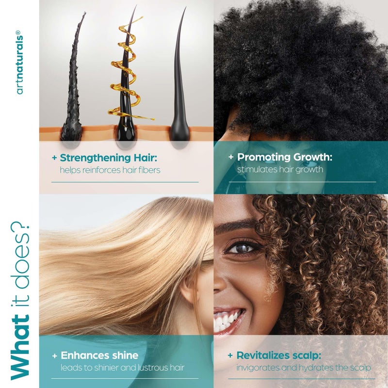 Artnaturals Rice Water + Biotin Shampoo - (16 Fl Oz / 473ml) - Sulfate Free â€“ Dual Bottle -Made with Banana, Quinoa, and Coconut to Promote Strength, Shine, and Growth - Image 3