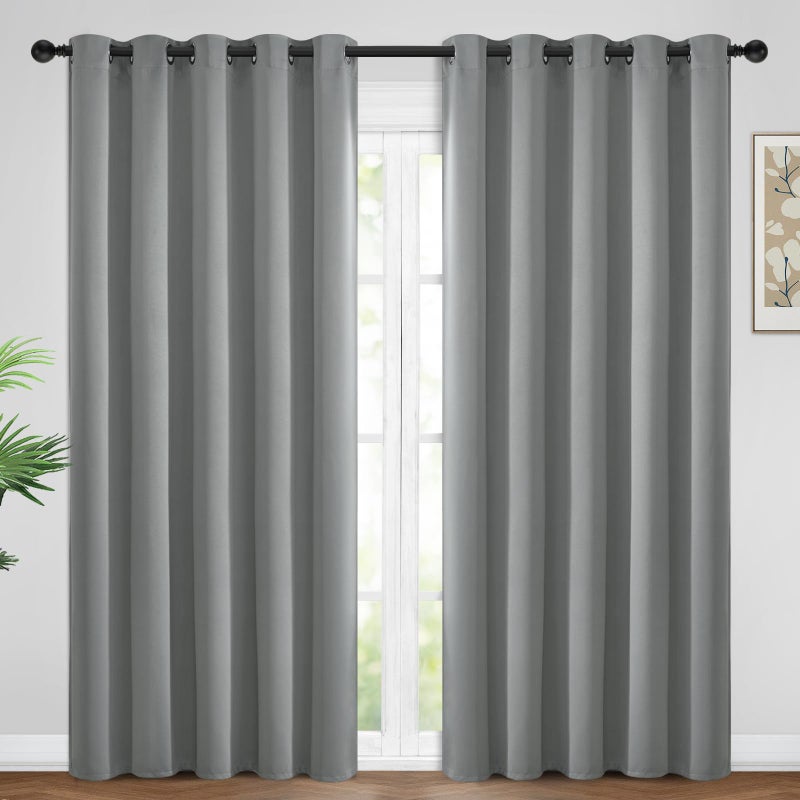 Yakamok Yakamok Dove Grey Room Darking 84 Inch Length 2 Panel Sets for Livingroom Dining Room Darkening Thermal Insulated Bay Window Hotel Modern Elegant Black Out Sunblock Curtins/Bedroom 62 x 84 Inches  - Image 1