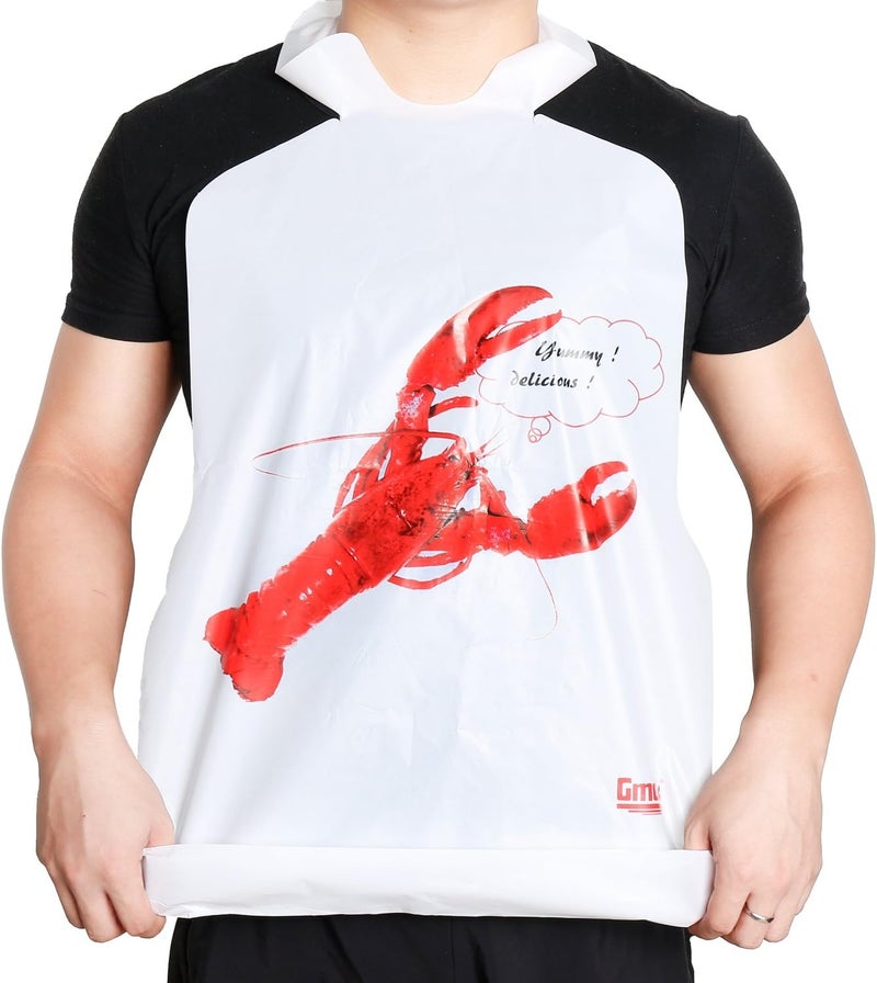 Gmark 25 Pack Disposable Plastic Lobster Bibs Crawfish Crab Feasts - Keep Clothing Clean - Great for restaurants, lobster, seafood or crawfish party GM1066 - Image 1