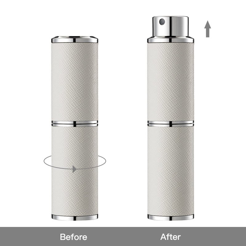 owlyee Travel Perfume Bottle Refillable - 8ML Leather Empty Mini Cologne Spray Atomizer Men - Small Fragrance Sample Sprayer - Portable Refill Travel Essentials Container with Black White - Image 5