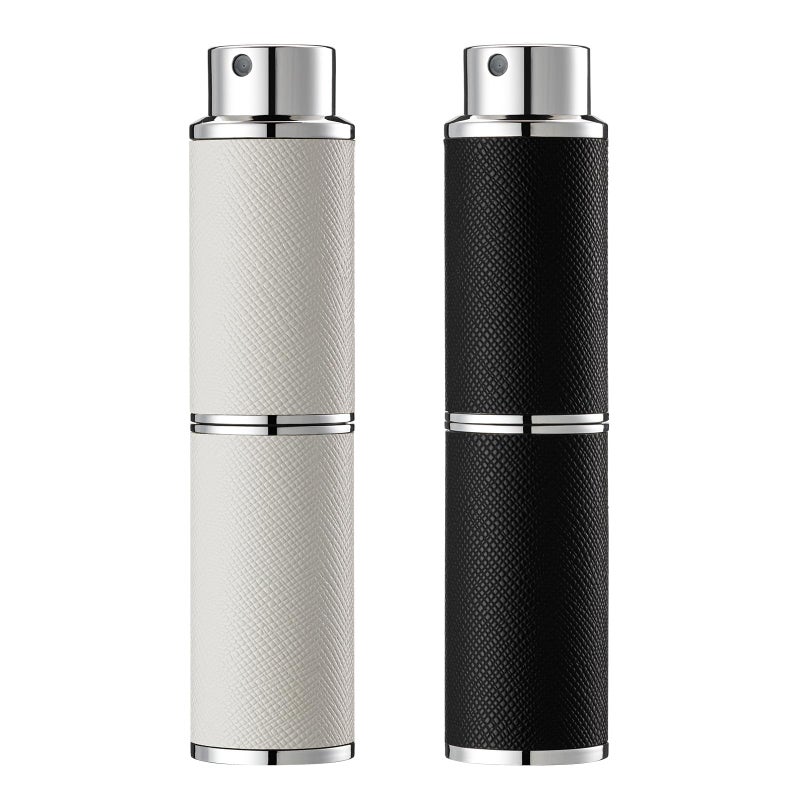 owlyee Travel Perfume Bottle Refillable - 8ML Leather Empty Mini Cologne Spray Atomizer Men - Small Fragrance Sample Sprayer - Portable Refill Travel Essentials Container with Black White - Image 1