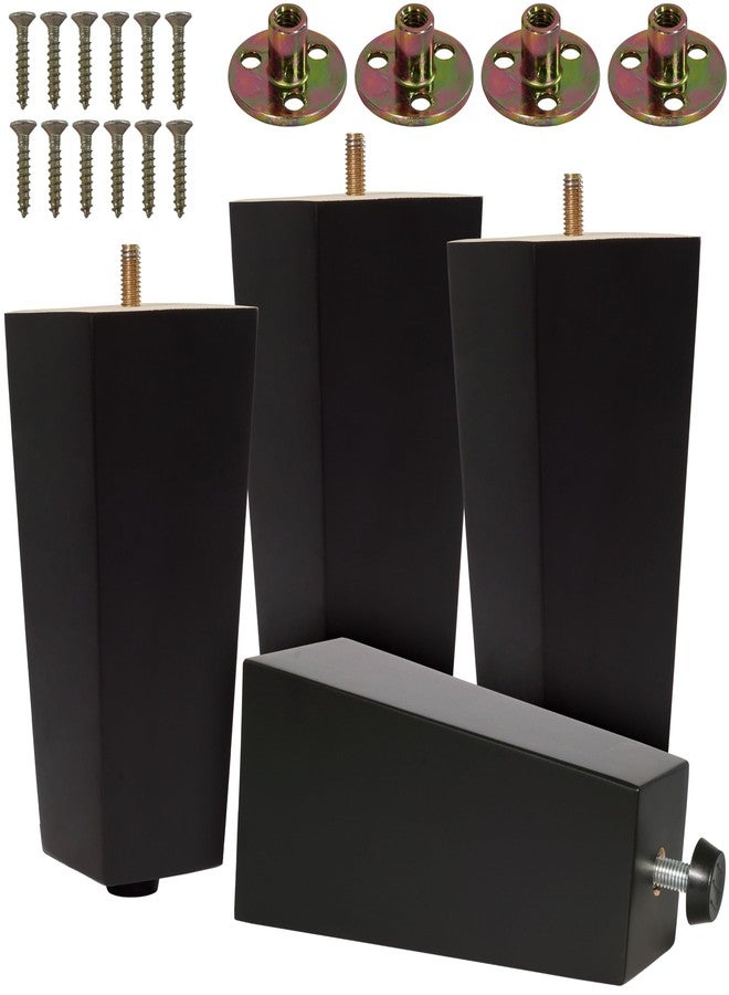 CODIN (5 Sizes: 3"-4"-5"-6"-8" Set of 4 Wood Furniture Legs - Square Sofa Legs, Couch Leg - Brown Mid-Century Modern Replacement Legs for Armchair Recliner Coffee Table Dresser (4, 6") - Image 1