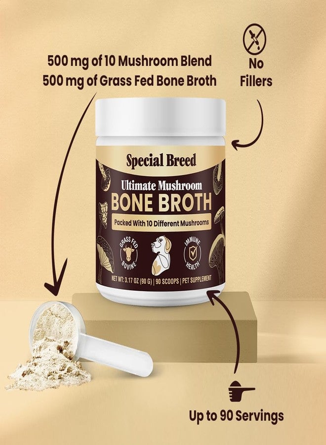 Special Breed Beef Bone Broth for Dogs - High Protein Powder with Ten Organic Mushrooms & Collagen - Immune, Joint, Digestion & Cognitive Support - Tasty Dog Food Topper - Natural Hydration Booster - Image 5