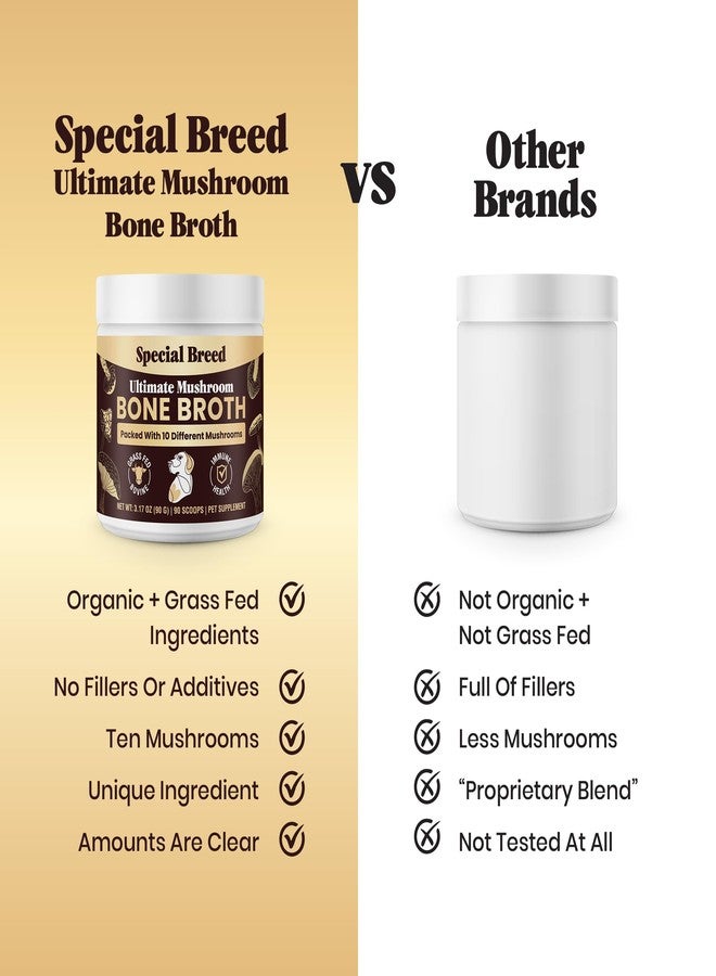 Special Breed Beef Bone Broth for Dogs - High Protein Powder with Ten Organic Mushrooms & Collagen - Immune, Joint, Digestion & Cognitive Support - Tasty Dog Food Topper - Natural Hydration Booster - Image 4