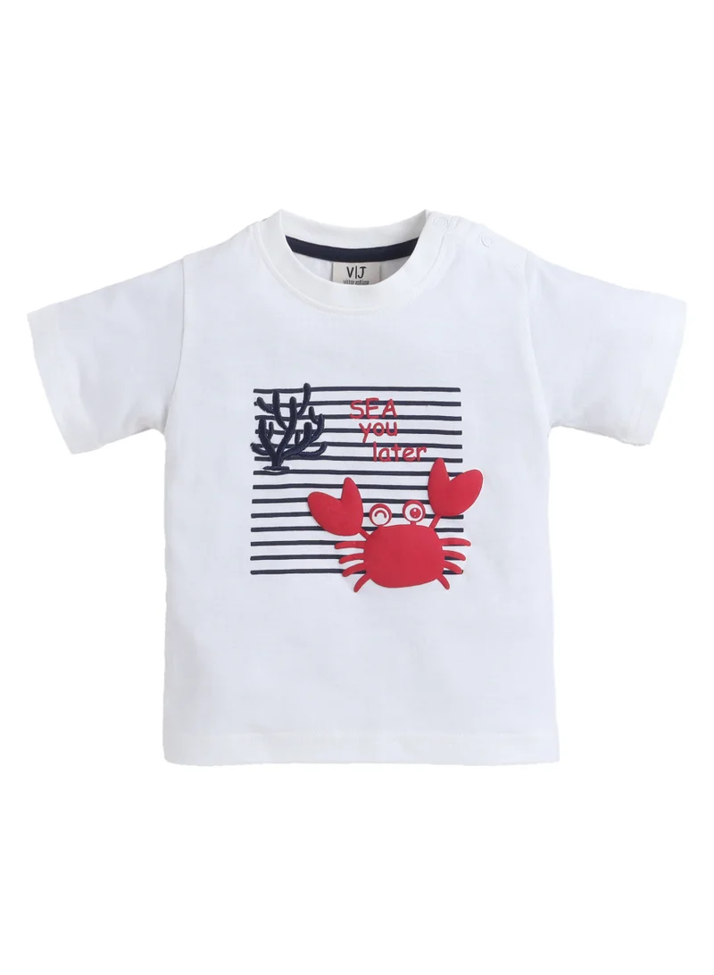 Victor And Jane  Boys' 2pcs Cute Crab Print Round Neck T-Shirt and Shorts Set for Men | Best Price UAE