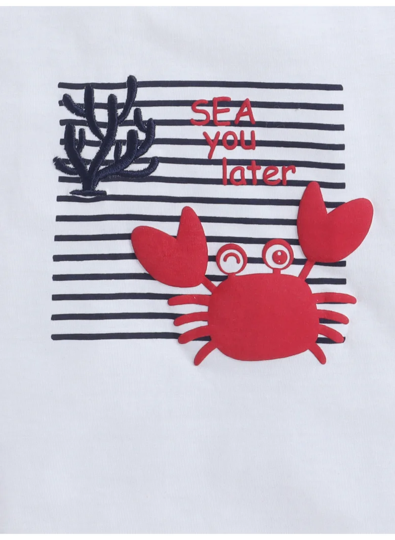 Victor And Jane  Boys' 2pcs Cute Crab Print Round Neck T-Shirt and Shorts Set for Men | Best Price UAE