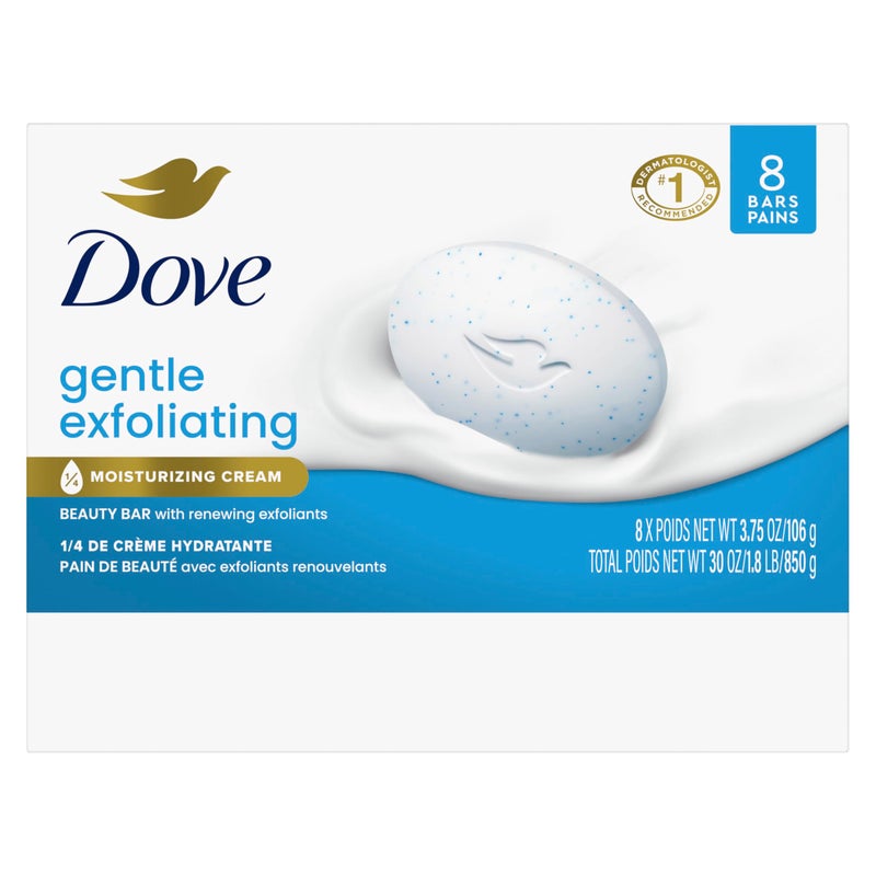 Dove Beauty Bar Soap 8 Bars Gentle Exfoliating, for Soft, Smooth Skin, Gently Renews Skin 3.75 oz - Image 2