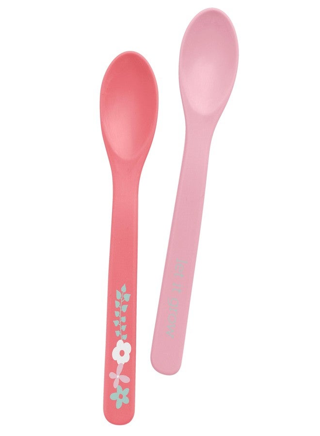 Stephen Joseph Baby Silicone Spoon Set, First Stage Feeding Spoons for Infants, Spoon Set Encourages Self-Feeding, Toddler Feeding Spoons, Coral Flower - Image 1