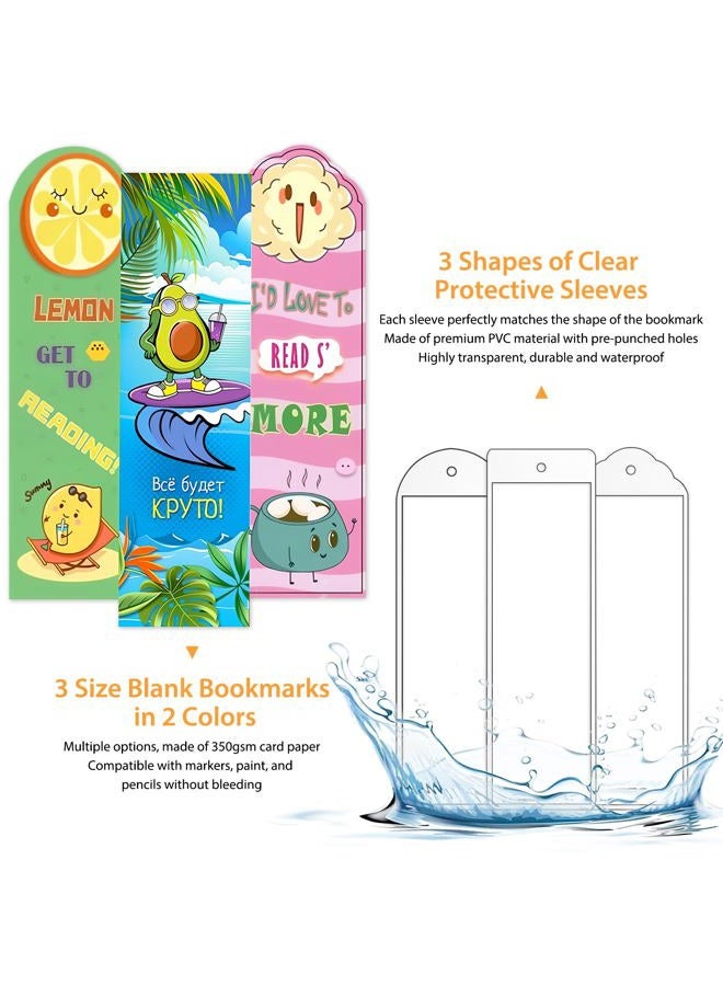 Comkrivy 240 Pcs Kraft Paper Blank Bookmarks, 3 Sizes 2 Colors Bookmark Making Kit with 80 Pcs Clear Bookmark Sleeves & 80 Pcs Colorful Tassels, Paper Book Mark Bulk for DIY Crafts, Gift Tags, School Projects - Image 3