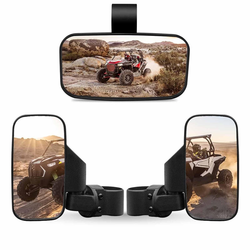 مرآة جانبية خلفية ومرآة مركزية RANSOTO UTV متوافقة مع بار 16 إلى 2 لسيارات Polaris RZR Ranger CanAm Maverick Commander Yamaha Rhino Kawasaki Teryx Honda Pioneer Talon Arctic Cat ZForce