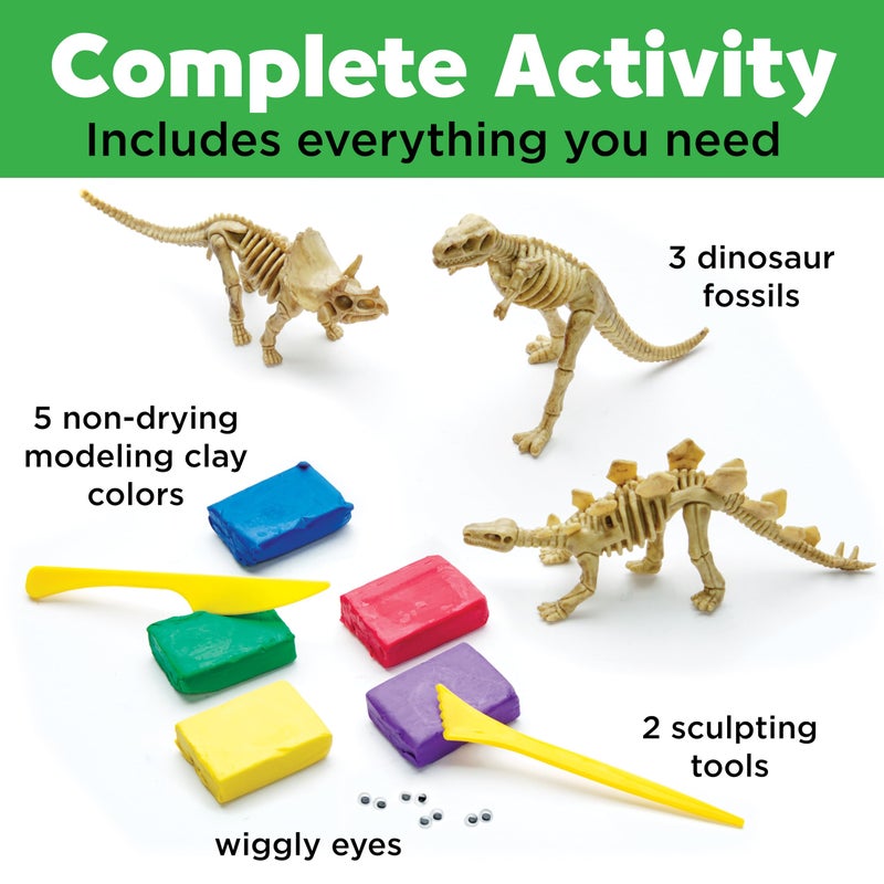 Creativity for Kids Create with Clay Dinosaurs: Craft 3 Dinosaur Toys for Kids Activities, Sensory Craft Kit for Kids Ages 5-8+, Dinosaur Gifts & Kids Toy - Image 3
