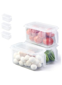 Generic 3 Pieces Refrigerator Organizer, Stackable Plastic Kitchen Food Storage Containers with Lids and Handle for Fruits and Vegetables, Freezer Safe Food Storage Boxes  - Image 1