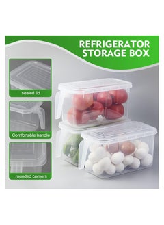 Generic 3 Pieces Refrigerator Organizer, Stackable Plastic Kitchen Food Storage Containers with Lids and Handle for Fruits and Vegetables, Freezer Safe Food Storage Boxes  - Image 2