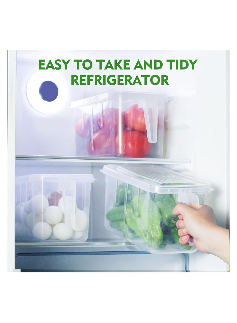 3 Pieces Refrigerator Organizer, Stackable Plastic Kitchen Food Storage Containers with Lids and Handle for Fruits and Vegetables, Freezer Safe Food Storage Boxes  - Image 3