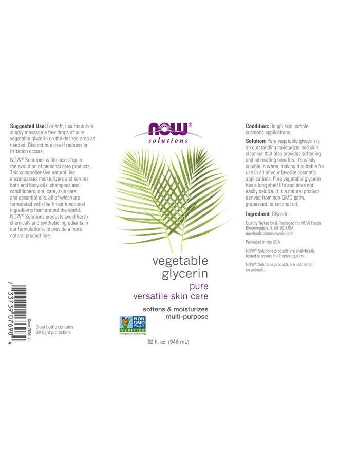 now Solutions Vegetable Glycerin 100% Pure Versatile Skin Care Softening And Moisturizing 32Ounce  - Image 2