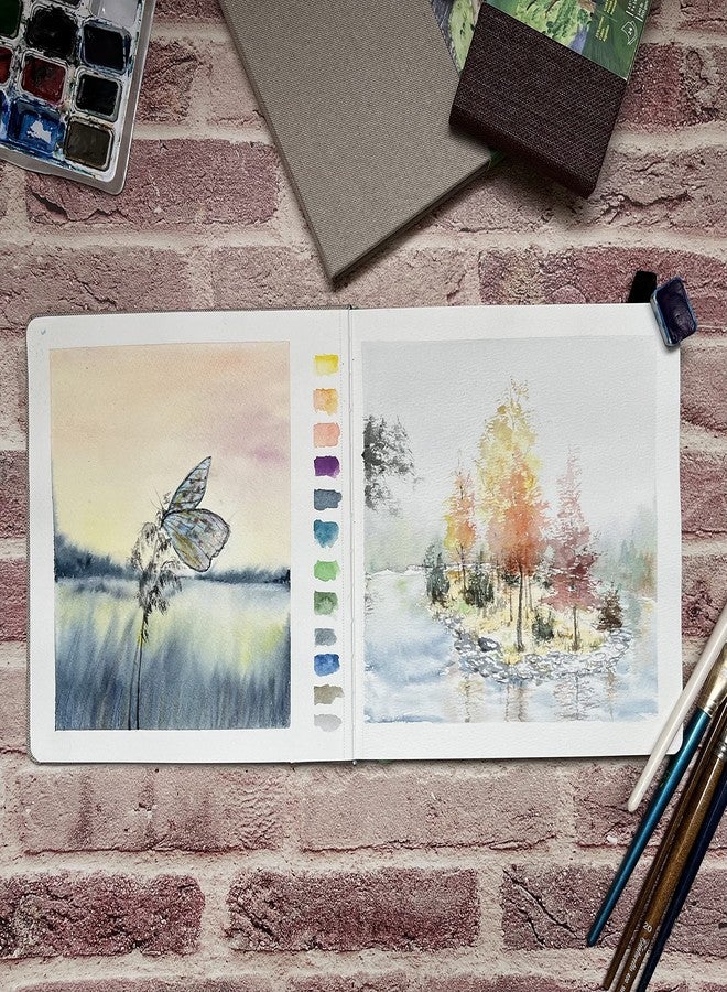 tumuarta Square Watercolor Journal, 8.25x8.25”, 140 LB, 300 GSM, 25% Cotton, Cold Press, 24 Sheets, 48 Pages, Watercolor Paper Sketchbooks for Use As Travel Mixed Media Pads Plein Air Set - Image 4
