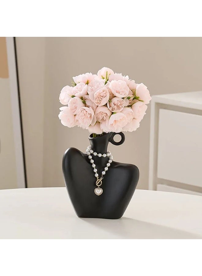 مزهرية إبداعية سوداء على شكل ترقوة لتزيين سطح المكتب - ديكور منزلي (مع قلادة) - Image 4