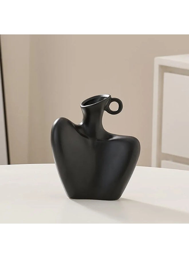 مزهرية إبداعية سوداء على شكل ترقوة لتزيين سطح المكتب - ديكور منزلي (مع قلادة) - Image 2