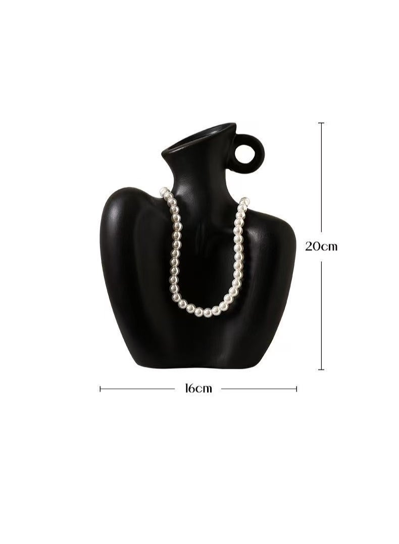 Creative Ceramic Clavicle Vase with Pearl Necklace - Human Body Art Desktop Ornament for Modern Home Decor Craft - Image 4