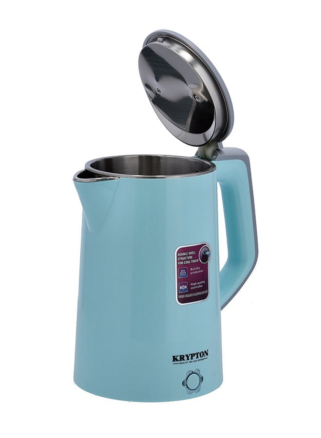 KRYPTON Double layer Kettle With Rotational Base, Automatic Cut-Off, Boil Dry Protection, Stainless Steel Inner Body, Detachable Power Base, Strong Double Layer Housing 1.8 L KNK6105 Blue - Image 4