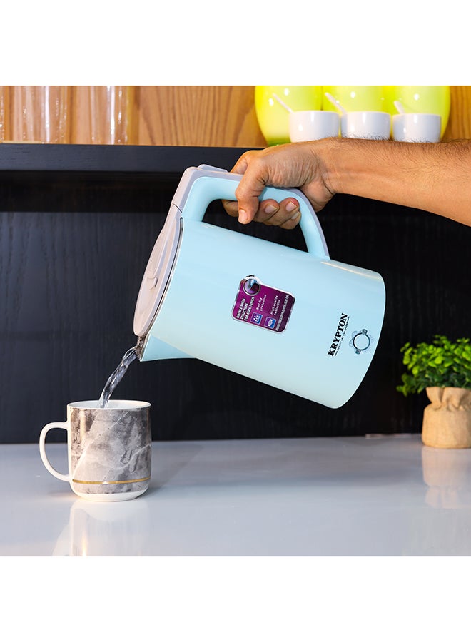 KRYPTON Double layer Kettle With Rotational Base, Automatic Cut-Off, Boil Dry Protection, Stainless Steel Inner Body, Detachable Power Base, Strong Double Layer Housing 1.8 L KNK6105 Blue - Image 3