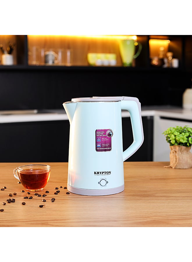 KRYPTON Double layer Kettle With Rotational Base, Automatic Cut-Off, Boil Dry Protection, Stainless Steel Inner Body, Detachable Power Base, Strong Double Layer Housing 1.8 L KNK6105 Blue - Image 2