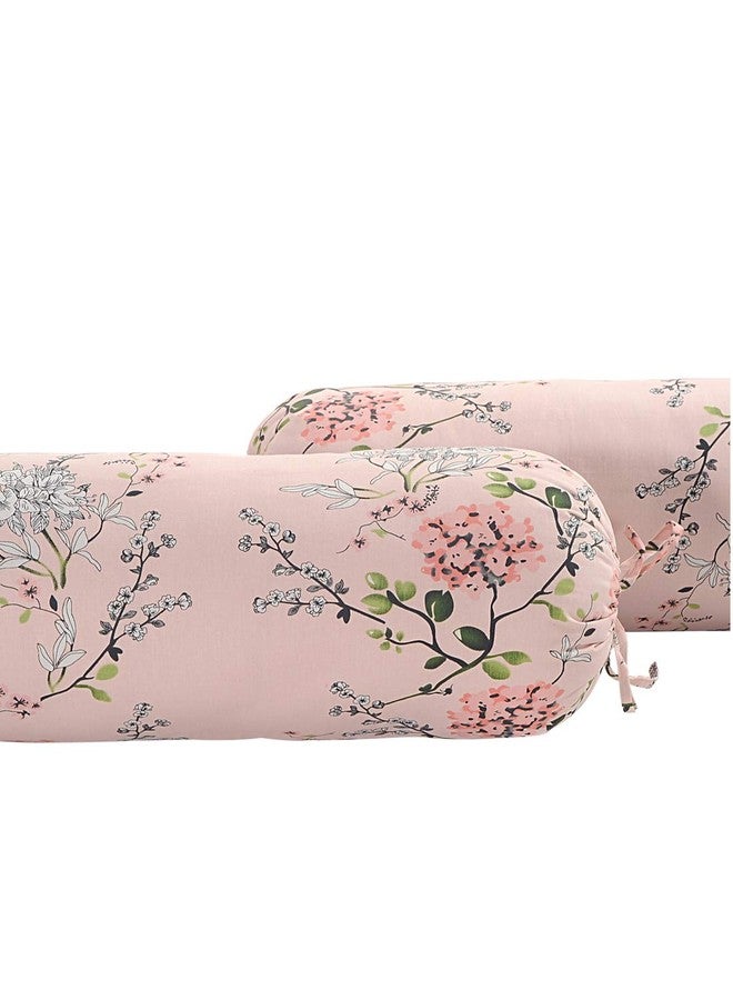 Swayam Set of 2 Pure Cotton Bolster Cover | 30x30 Inch | Soft Breathable Masnad Cover 210TC | Durable & Washable | Floral Print Bolster Cover for Diwan, Bed & Sofa - Peach - Image 2