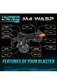Moonmen M4 Wasp Gel Ball Blaster with 1000 Round Capacity Ammo Drum – Splatter Ball Blaster Includes 30,000 Planet Friendly No- Stain Water Beads- Fun and Exciting Electric Blaster  - Image 3