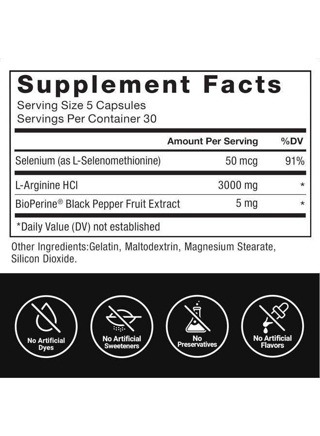 Force Factor L-Arginine Nitric Oxide Supplement with BioPerine to Help Build Muscle and Support Stronger Blood Flow, Circulation, Nutrient Delivery, and Pumps, L-Arginine 3000mg, 3g, 150 Capsules - Image 5