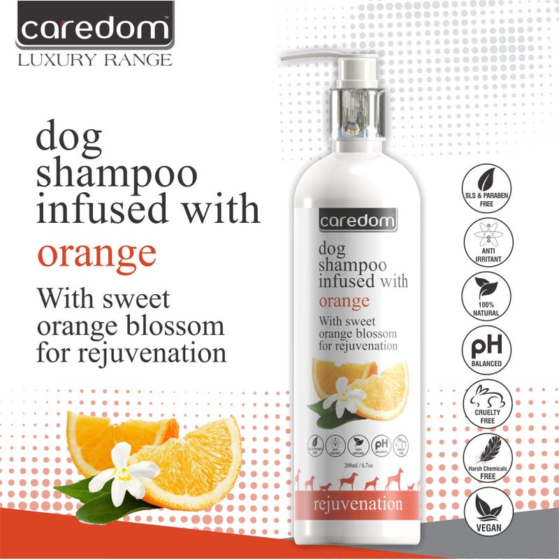 Caredom Luxury Pet Shampoo for Dogs | Dog Shampoo Enriched with Sweet Orange Blossom for Rejuvenation | SLS & PARABEN Free (200 ML) - Image 3