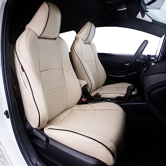 HKZ Fit Rav4 Car Seat Covers Set For Toyota Rav4 2021-2024 Prime Se,Xse & 2019 2020 2021 2022 2023 2024 2025 Hybrid/Phev Se,Xse 5 Seats Full Set Leather(Beige) - Image 4