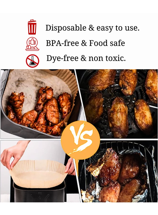 Feelings Square Air Fryer Paper Liners, 20cm, Pack of 50 – Non-Stick Grease-Proof Disposable Parchment Sheets for Air Fryers, Steamers & Baking, Easy-Cleanup Kitchen Liners, Beige - Image 5
