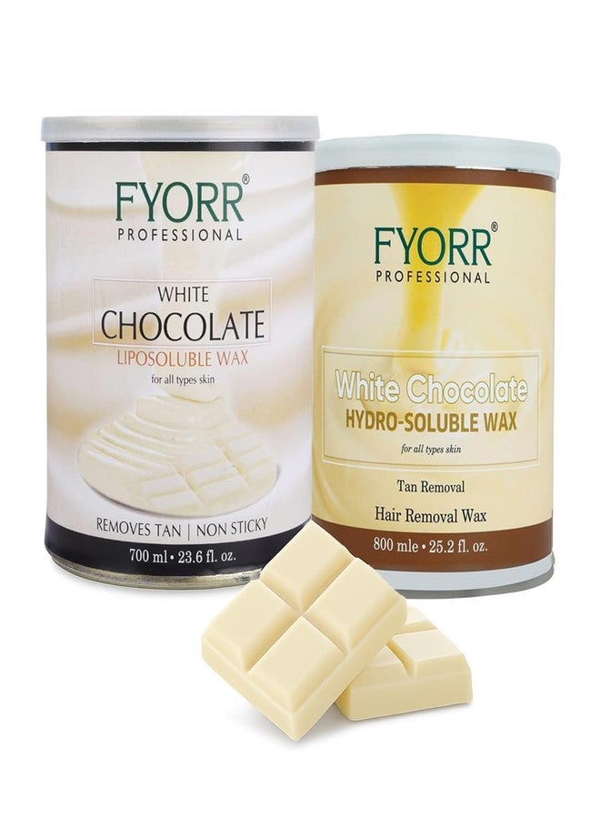FYORR Liposoluble Milk Body Wax 700ml + Hydrosoluble White Chocolate Water Wax 800ml | Painless Hair Removal, Tan Removal, Smooth & Glowing Skin | Suitable for Women & Men, All Skin Types - Image 1