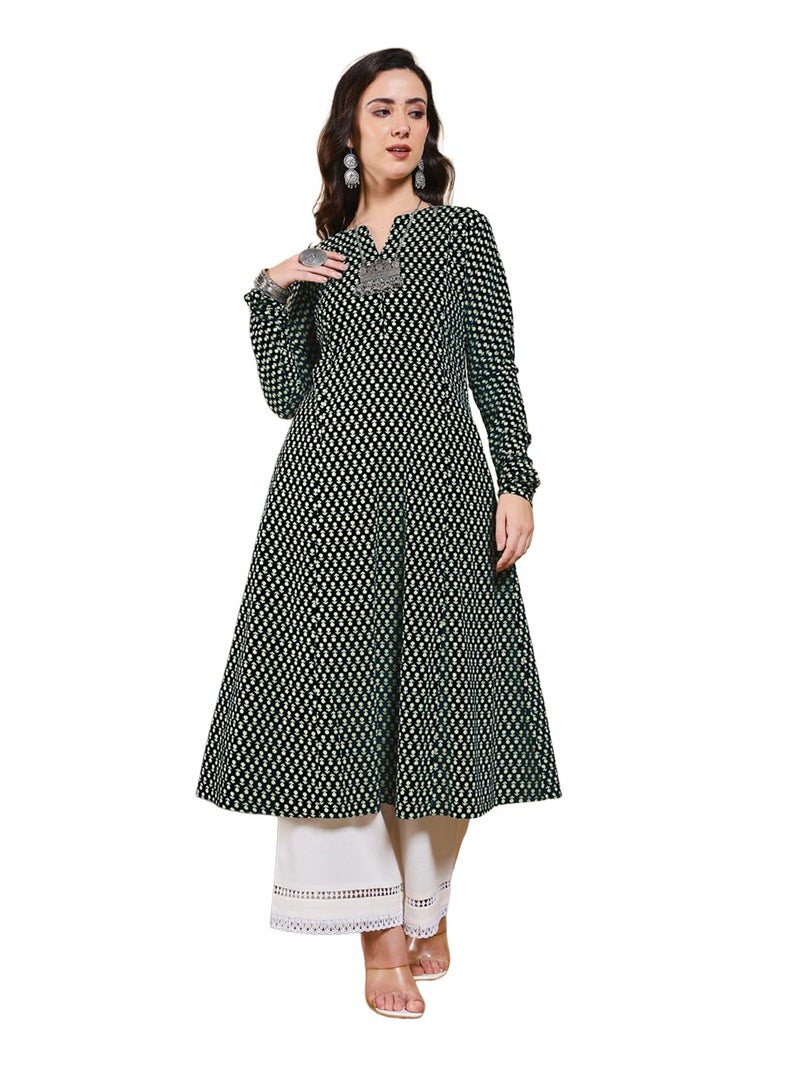 FIORRA Women’s Floral Printed Anarkali Kurta - Image 1