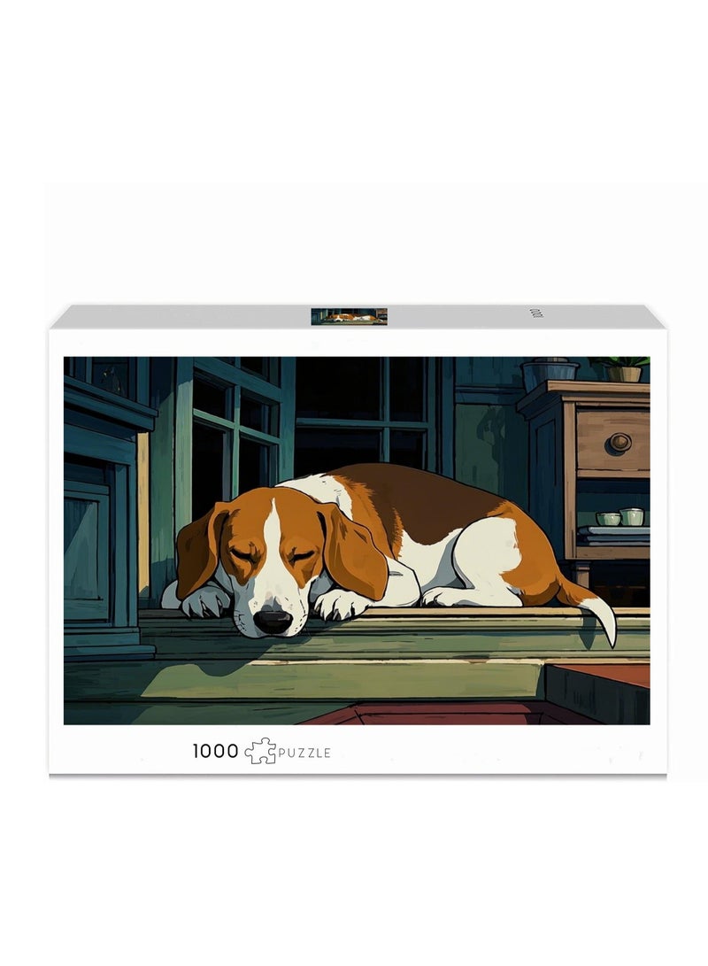 آنا 1000 قطعة من بانوراما الكلاب النائمة بأسلوب الفنون الكلاسيكية - Image 1