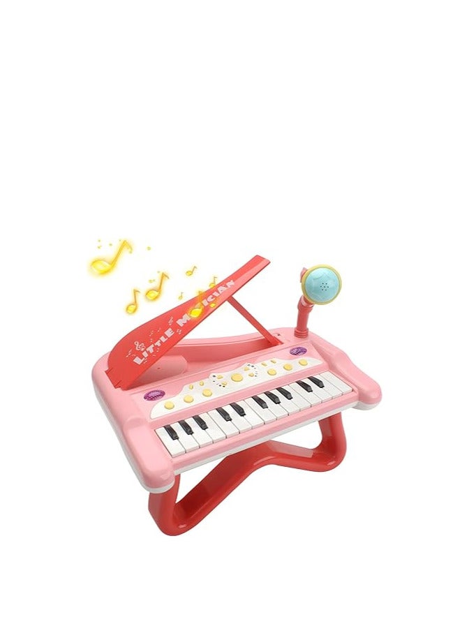 Kids Piano Keyboard, Multifunctional Electronic Piano with Microphone, Gifts for Boys and Girls 3+ Pink  - Image 1