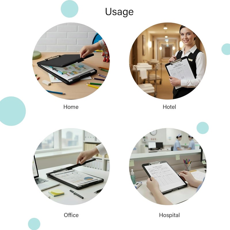 oddpod ™ Praise A4 Clip Pad/Clipboard with Storage Case for Paper and Document Storage 83002 (Black) - Image 5