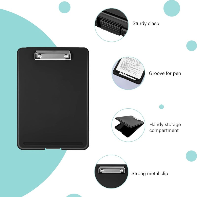 oddpod ™ Praise A4 Clip Pad/Clipboard with Storage Case for Paper and Document Storage 83002 (Black) - Image 4