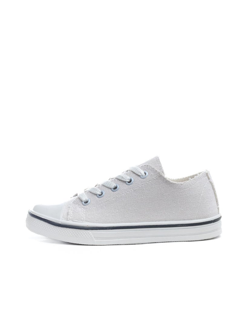 Desert - Basic Lace-Up Knit Flat Sneakers For Kids - Image 1