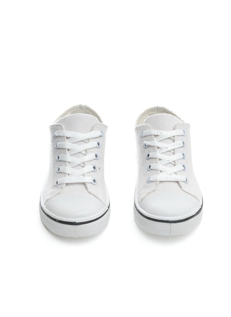 Desert - Basic Lace-Up Knit Flat Sneakers For Kids - Image 1