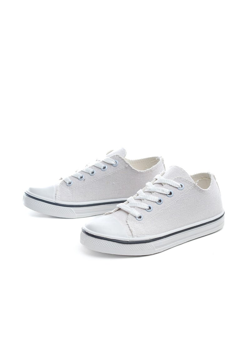 Desert - Basic Lace-Up Knit Flat Sneakers For Kids - Image 1