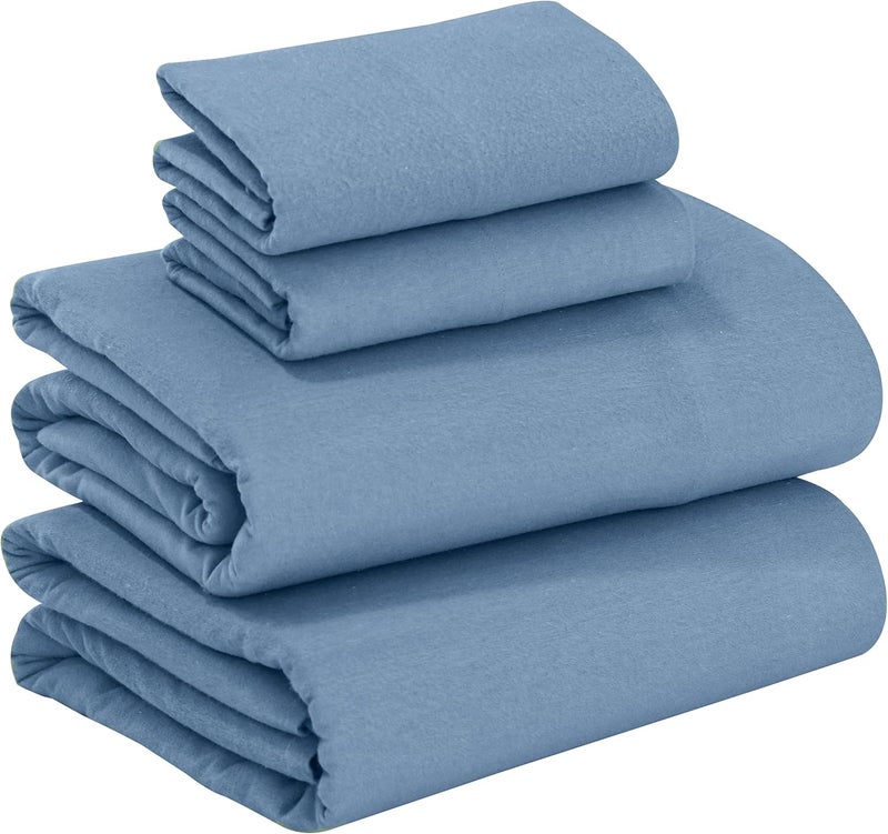 RUVANTI 100% Cotton Flannel Sheets Full Size - 4 Piece Warm, Soft & Breathable, Deep Pocket, Double Brushed Cozy All Season Bedding Set, Coronet Blue - Image 1