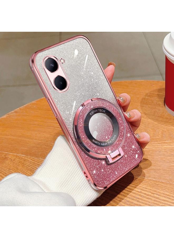 اس-توب جراب لهاتف Realme C33، جراب دائري من مادة TPU بحامل لامع متدرج مطلي - Image 1