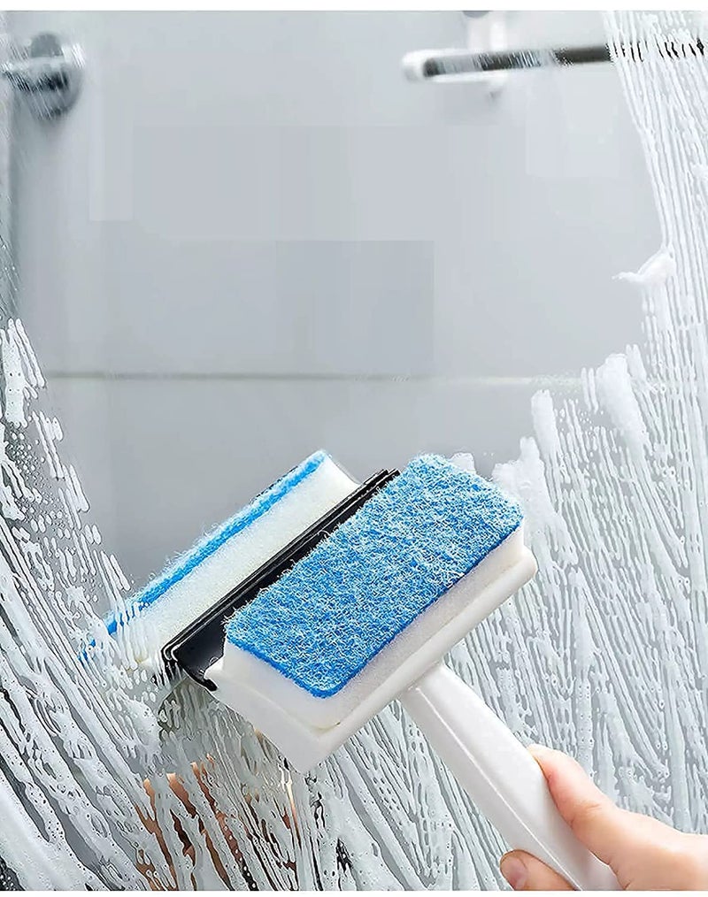 ADBERG ADBERG Glass Cleaning Tools 2 in 1 Glass Wiper Cleaning Brush Mirror Grout Tile Cleaner Washing Pot Brush Double-Sided Glass Wipe Bathroom Wiper Window Glass Wiper(Multicolour)  - Image 3