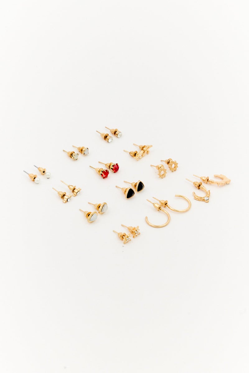 ADINA EDEN Women 12 Pairs Fashion Stud Earrings Set, Multicolor - Image 2