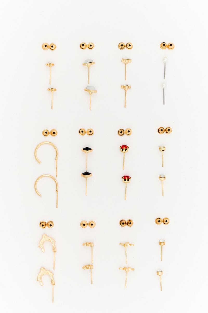 ADINA EDEN Women 12 Pairs Fashion Stud Earrings Set, Multicolor - Image 3